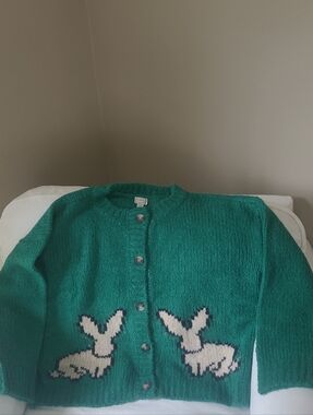 NWT Maeve For Anthropologie  Green Bunny Slope Cardigan Size Large